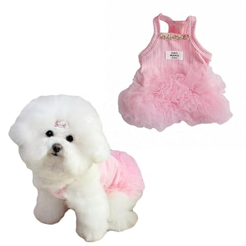 Sommer-Hundekleider für kleine Hunde, ärmellos, dehnbar, Welpenkleid für Mädchen, atmungsaktives Polyester-Haustierkleidung für Spaziergänge und Fotoshootings im Freien (Rosa, XL) von Lunarthos