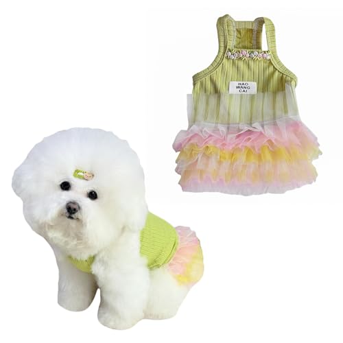 Sommer-Hundekleider für kleine Hunde, ärmellos, dehnbar, Welpenkleid für Mädchen, atmungsaktives Polyester-Haustierkleidung für Spaziergänge und Fotoshootings im Freien (grün, groß) von Lunarthos