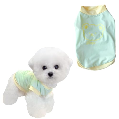 Sommer-T-Shirt für Hunde und Katzen, atmungsaktiv, kühl, Eisseide, Sonnenschutz, Haustier-T-Shirt mit Bärenaufdruck, weiches Stretch, Welpenkleidung für kleine und mittelgroße Hunde und Katzen von Lunarthos