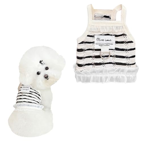 Sommer-Tanktop für Haustiere, gegen Haarausfall, gestreiftes Design für kleine Hunde und Katzen, passend für Teddy, Bichon, Zwergspitz, Weiß, Größe XXL von Lunarthos