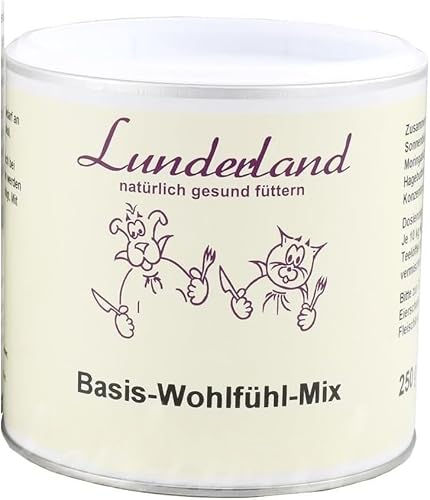 Lunderland Basis-Wohlfühl-Mix | 250 g | Ergänzungsfuttermittel für Hunde und Katzen | Sorgfältig zusammengestellte Mischung aus natürlichen Zutaten zur täglichen Fütterung von Lunderland