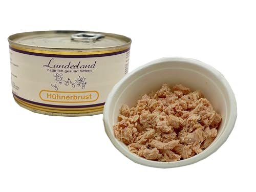 Lunderland-Dosenfleisch Hühnerfleisch 5 x 300g (insg. 1,5kg), Hundefutter Nassfutter 100% Hühnerfleisch für Hunde und Katzen von Lunderland