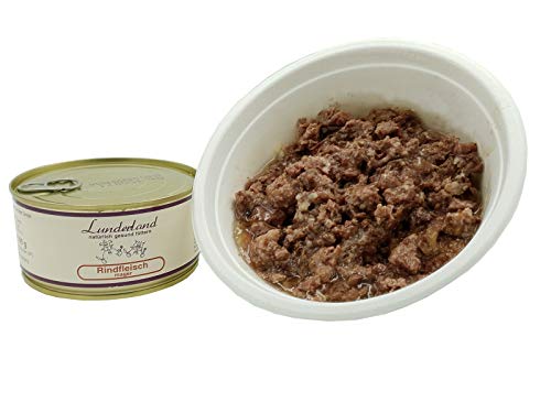 Lunderland-Dosenfleisch-Rindfleisch-mager 5 x 300g Dosen (insg. 1,5kg), Hundefutter Nassfutter Katzenfutter Eine ideale Dose für Hunde, die extrem fettarm ernährt Werden müssen von Lunderland