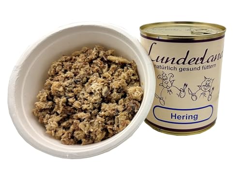 Lunderland Hering 2 x 800g Dosen (insg. 1,6kg), 100% Hering Filet mit Haut, Hundefutter Nassfutter von Lunderland