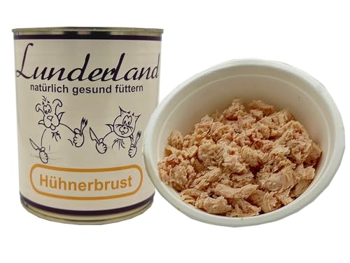 Lunderland Hühnerfleisch Dose 2 x 800g(insg. 1,6kg), Hundefutter Nassfutter 100% Hühnerfleisch für Hunde und Katzen von Lunderland
