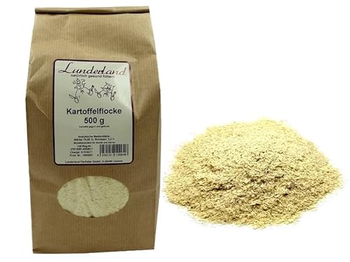 Lunderland Kartoffelflocke 500g getreidefreier Mixer gegart und geflockt mit kleinen Schalenstückchen Einzelfuttermittel für Hunde und Katzen von Lunderland