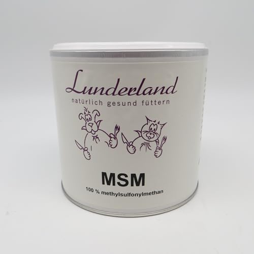 Lunderland MSM Pulver | 400 g | Ergänzungsfuttermittel für Hunde & Katzen | Zur Unterstützung der normalen Gelenkgesundheit & dem Verdauungstrakt | Pulverisiert & ohne Zusätze von Lunderland