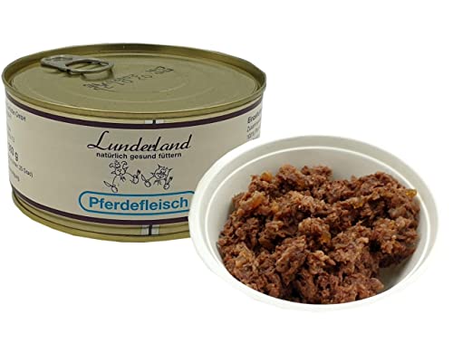 Lunderland Pferdefleisch 5 x 300g Dosen (insg. 1,5 kg), Hundefutter Nassfutter Katzenfutter Einzelfuttermittel für Hunde und Katzen von Lunderland