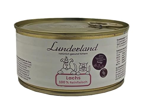 Lunderland Reinfleisch Lachs 300g Dose I Einzelfuttermittel für Hunde und Katzen I 100% frisches Lachsfilet mit Haut I ohne Zusatz von Wasser, Bindemitteln und Füllstoffen Lunderland Reinfleisch Lachs 300g Dose I Einzelfuttermittel für Hunde und Katzen I 100% frisches Lachsfilet mit Haut I ohne Zusatz von Wasser, Bindemitteln und Füllstoffen von Lunderland