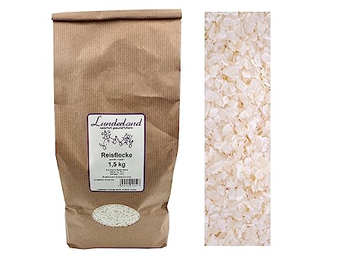 Lunderland Reisflocke vorgegart, geschält 1,5kg, Einzelfuttermittel für Hunde und Katze von Lunderland