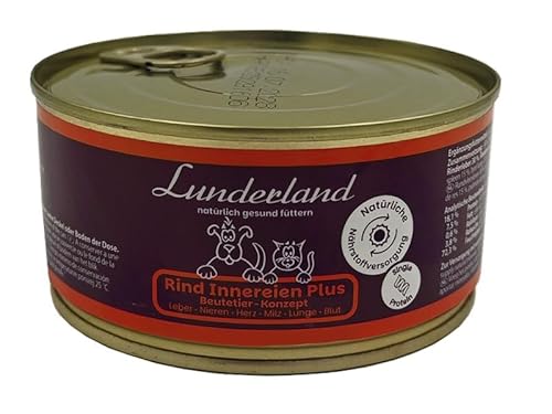 Lunderland Rind Innereien Plus I 300g Dose I Ergänzungsfuttermittel für Hunde und Katzen I 100% Rinderinnereien mit Leber, Niere, Herz, Milz und Lunge Lunderland Rind Innereien Plus I 300g Dose I Ergänzungsfuttermittel für Hunde und Katzen I 100% Rinderinnereien mit Leber, Niere, Herz, Milz und Lunge von Lunderland
