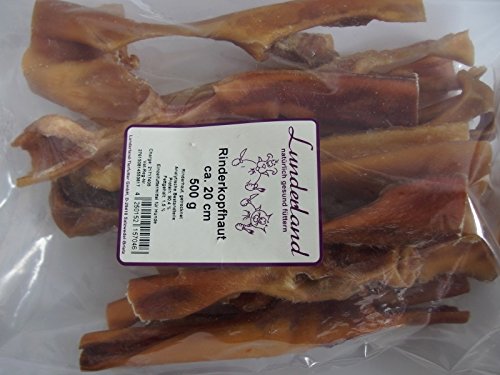 Lunderland - Rinderkopfhaut Snack für Hunde Rinder-Kopfhaut kurz (ca. 20 cm) 500g (500 g) von Lunderland
