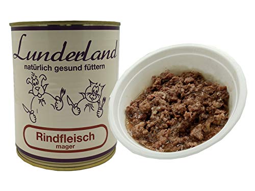 Lunderland Rindfleisch mager 2X 800g Dose (insg. 1,6kg) / Hundefutter Nassfutter 100% Rindfleisch, von Hand entfettet von Lunderland