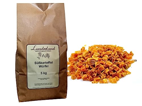 Lunderland Süßkartoffel Würfel 5 kg Einzelfuttermittel für Hunde und Katzen, Gemüseflocken von Lunderland