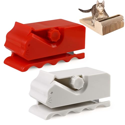 2 Stück Kartonschneider für Katzenkratzer, Kartonschneider für Katzenkratzbretter, 3D Gedruckter Kartonschneiders, Kartonstreifen Strip Cutter für Handgefertigte Katzenbetten, Kartonstreifen(Rot+Weiß) von Lunza