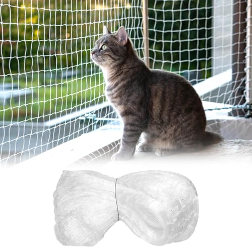 Katzennetz für Balkon Transparent 6 x 3m Katzenschutznetz aus Nylon 2.5cm Maschen Balkonnetz für Katzen Ohne Bohren Zuschneidbar UV-beständig und Wetterfest für Balkone Terrasse, Sicherheit für Katzen von Lunza