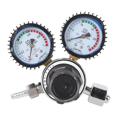 Luocute CO2-Regulator der Dual-Bühnen-CO2 mit Metallkonstruktion, M16x1.5 G5/8in-14, Genaue Kontroll-CO2-Regulatoren-Messgeräte für Bierfass, Soda, Bars, Kombucha, Gasschweißen, Mig und von Luocute