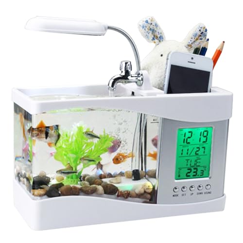 Luocute Fish Tanking Aquarium Light Stifthalter -Funktion, USB -wiederaufladbare Multifunktionale Desktop Elektronische Mini -Fisch -Tanking, Aquariumkalender für Büroschlafzimmer (White) von Luocute