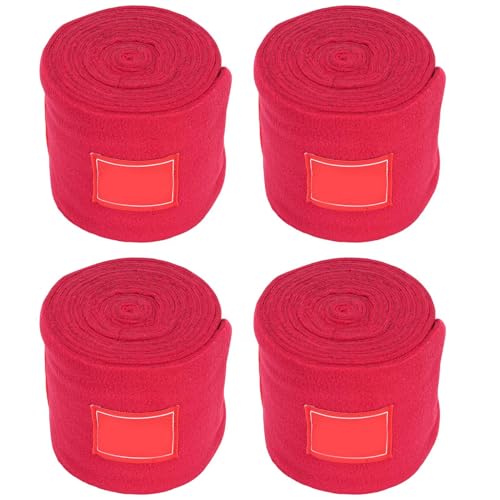 Luocute Horse Poloing Bein Wickel Weiche Vliesbein Verband für Pferde -Set aus 4 Lila Medium, Polyester -Schutzband 10 cm Breite Verdickte Verlängerung Verschlechter 118.11in X 3,94 Zoll (Rot) von Luocute