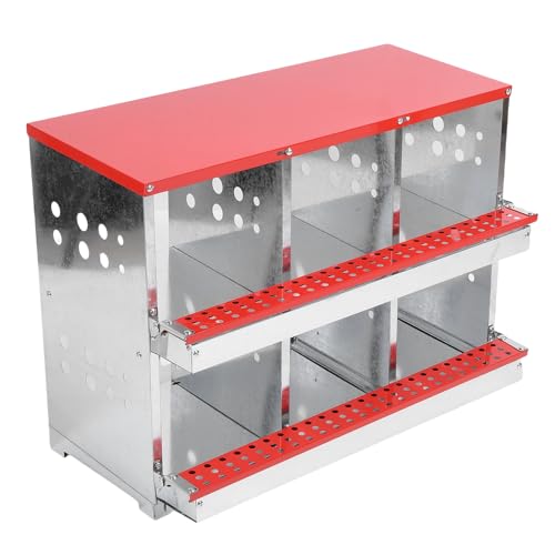Luocute Hühnchen -Nistkästen, 6 Fächer Metall -Hähnchen -Laying -Box mit Roll -Out -Eiersammlung mit Großen Belüfteten Löchern für Hühner, Enten, Große Ei -Legboxen von Luocute