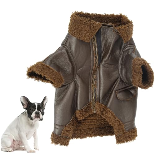 Luocute Hundelederjacke Haustier Winter Lederjacke mit Reißverschluss Leicht zu Tragen und Heben Sie Hundewintermantel bei Kaltem Wetter für Kleine Mittelgroße Große Hunde und Katzen ab (M) von Luocute