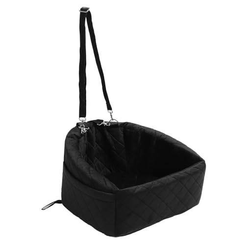 Luocute Hundeverstärkersitz, Erhöhter Haustierautositz für Kleine Mittelgroße Hunde Unter 35 Lbs mit Sicherheitsriemen, Aufbewahrungstaschen, Abnehmbare Waschbare Abdeckung (Black) von Luocute