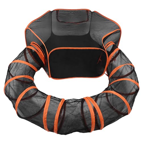 Luocute Katzengehäuse Im Freien, Großer Katzenschiff mit Tunnel für Katzen Kaninchen Kleine Haustiere Falten Atmungsaktives Mesh Oxford Stahlrahmen 47,24x17.71 Zoll von Luocute