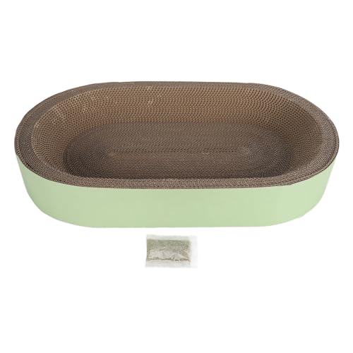 Luocute Katzenkratzerbett, Lounge Ovaler Katzenkratzer mit Kugel für Innenkatzen Wirbelsäule Stütze Große Wellblech -Pappe (Kleine 54x35x8cm/21.25x13.77x3.14in) von Luocute