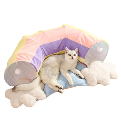 Luocute Katzentunnelbett, Abnehmbares Katzenröhrenbett, Catasaurus Peekaboo-Katzenhöhle mit Hängendem Ball Zum Jagen, Spielen, Schlafen, Entspannen Luocute Katzentunnelbett, Abnehmbares Katzenröhrenbett, Catasaurus Peekaboo-Katzenhöhle mit Hängendem Ball Zum Jagen, Spielen, Schlafen, Entspannen von Luocute