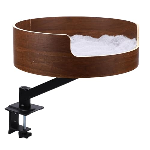 Luocute Schreibtisch Katzenbett, 5-8 Kg Lagerende Kapazität 360 ° Einstellbare Rotierbare Hebebare Runde Form Desktop-Katzen-Hängematte, Geeignet für Home Office von Luocute