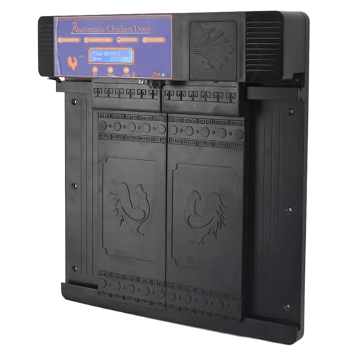 Luocute Solarbetriebene Automatische Hühnerstalltür mit Timer, Lichtsensor, Fernbedienung, 4 Modi für Hühner, Enten, Gänse (Dunkelbraun) von Luocute