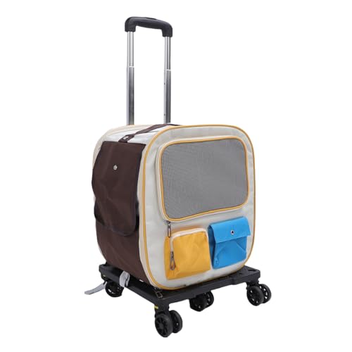 Luocute Tragbarer Rolling Pet Carrier, Pet Carrier mit Rädern Große Kapazität Vielseitiges Design Teleskope Oxford Stoff Kunststoff Atmungsaktives Netz für Reisen (Blue) von Luocute