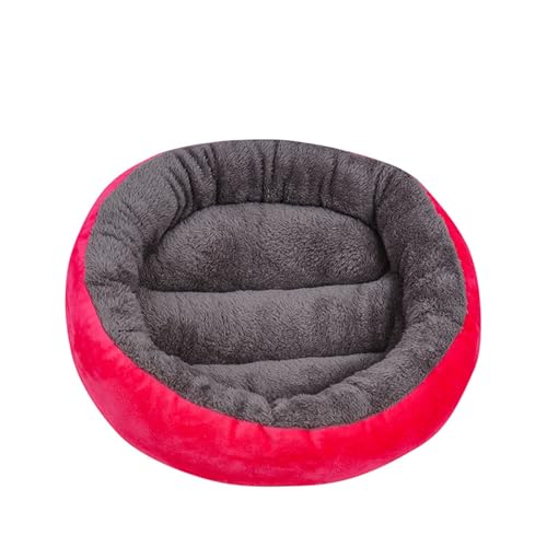 Luojuny Gemütliches Hundebett, bissfest, gemütliches Haustierbett, Winter, warme Hundehütte mit PP-Baumwollfüllung, runde Form, Schlafbett für Katzen, kleine und große Hunde, Rosenrot, Größe S von Luojuny