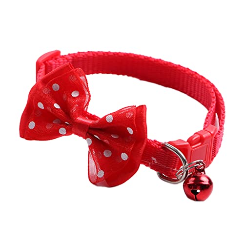 Luojuny Halsband mit Glöckchen, stark, niedliches Punktemuster, Schleife, Haustierhalsband für Welpen, Rot von Luojuny