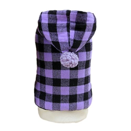 Luojuny Haustier-Baumwollmantel, kariert, Hunde-Kapuzenpullover, Winter, Haustierpullover mit Kapuze für kleine Hunde und Katzen, dick, warm, Violett, Größe S Luojuny Haustier-Baumwollmantel, kariert, Hunde-Kapuzenpullover, Winter, Haustierpullover mit Kapuze für kleine Hunde und Katzen, dick, warm, Violett, Größe S von Luojuny