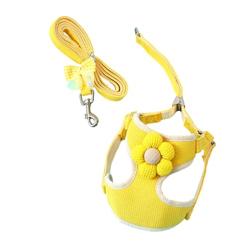 Luojuny Hundegeschirr mit Leine, buntes 3D-Blumendekor, verstellbare Schnalle, kein Ziehen, ausbruchsicher, atmungsaktiv, für kleine Hunde, Welpen, Katzen, Brustzubehör, Gelb, Größe M Luojuny Hundegeschirr mit Leine, buntes 3D-Blumendekor, verstellbare Schnalle, kein Ziehen, ausbruchsicher, atmungsaktiv, für kleine Hunde, Welpen, Katzen, Brustzubehör, Gelb, Größe M von Luojuny
