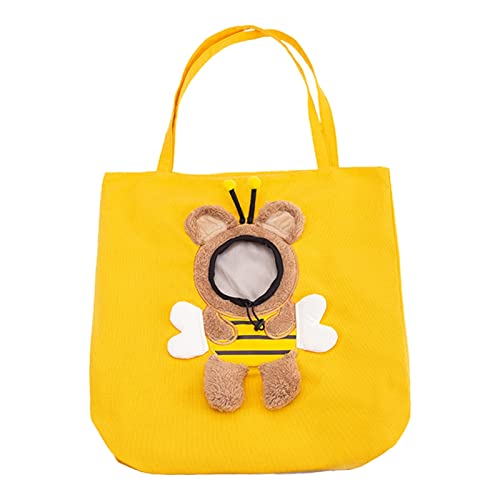 Luojuny Katzentragetasche mit Kopfloch, weich, atmungsaktiv, Haustiertragetasche, große Kapazität, verstellbare Schultertasche, Haustier-Tragetaschen für kleine Hunde, Bienenförmige Tragetasche, Gelb, von Luojuny