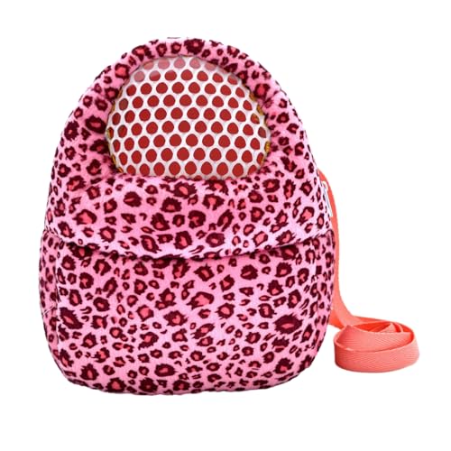 Luojuny Modische Hamstertasche, Leopardenmuster, Haustier, mit exquisiter Verarbeitung für kleine Haustiere, atmungsaktive Löcher, sicheres Design, trendiges Rosa, M von Luojuny