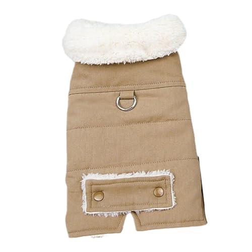 Luojuny Modisches Hunde-Outfit, Baumwollmantel, Knopfverschluss, warm, bequem, für Hunde und Katzen, Oberbekleidung mit Traktionsring für den Winter, gemütlicher Hundepullover, Khaki, Größe S von Luojuny