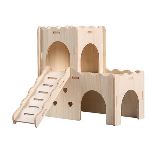 Luojuny Natürliche Landschaft für Haustierheime, sicher, lustig, Hamsterspielzeug, Mehrloch-Holzhaus mit Schaukel, doppellagig, Schlafnest, atmungsaktiv, haustierfreundlich, erweitert, L Luojuny Natürliche Landschaft für Haustierheime, sicher, lustig, Hamsterspielzeug, Mehrloch-Holzhaus mit Schaukel, doppellagig, Schlafnest, atmungsaktiv, haustierfreundlich, erweitert, L von Luojuny