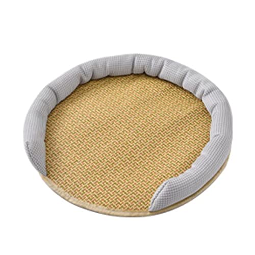 Luojuny Rundes Katzenbett-Kissen, 30/40/50 cm, weich, atmungsaktiv, Katzenbetten für Innenkatzen, waschbar, Haustierbett, Cane Tuch kühlendes Kätzchenbett, Katzenschlafbett für den Sommer, Luojuny Rundes Katzenbett-Kissen, 30/40/50 cm, weich, atmungsaktiv, Katzenbetten für Innenkatzen, waschbar, Haustierbett, Cane Tuch kühlendes Kätzchenbett, Katzenschlafbett für den Sommer, von Luojuny