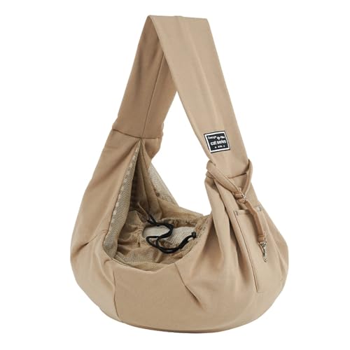 Luojuny Sichere Hundetasche, praktischer Haustierhalter, bequeme Sicherheits-Hundetragetasche, praktische tragbare Katzen-Reisetasche für tägliche Spaziergänge, Ausflüge, Khaki von Luojuny