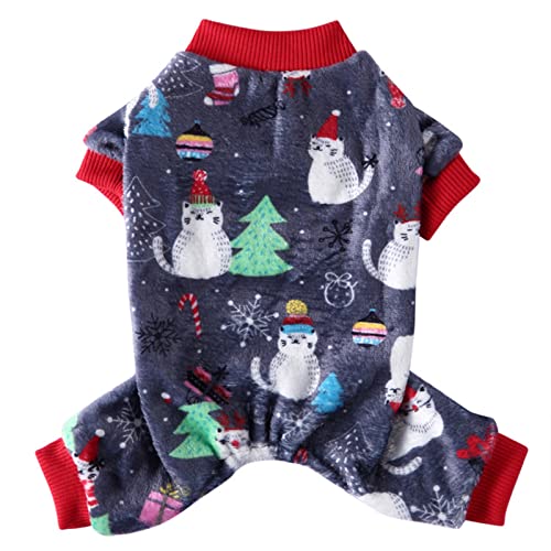 Luojuny Weihnachtstierhemd, Blumendruck bequemes weiches entzückendes Weihnachtshemd, Leichter Welpenrock atmungsaktives Tutu Geschenk Haustier Kleidung, Cosplay Winter Welpe Kleidung Grau S von Luojuny