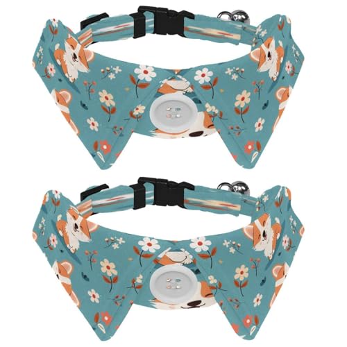 Corgi-Fliege, verstellbar, für Hunde und Katzen, Blumen, bequem, langlebig, mit Glöckchen, für kleine Hunde, Katzen, Kätzchen, Welpen, 2 Stück Corgi-Fliege, verstellbar, für Hunde und Katzen, Blumen, bequem, langlebig, mit Glöckchen, für kleine Hunde, Katzen, Kätzchen, Welpen, 2 Stück von Luoweisi