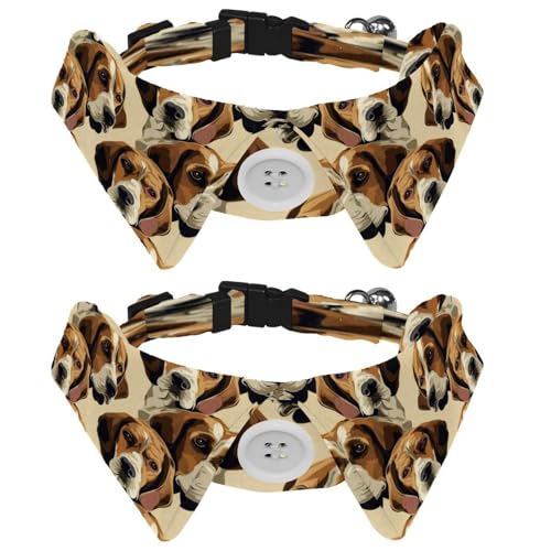 Verstellbare Fliege für Hunde und Katzen, Beagle, bequem, langlebig, mit Glöckchen, für kleine Hunde, Katzen, Kätzchen, Welpen, 2 Stück von Luoweisi