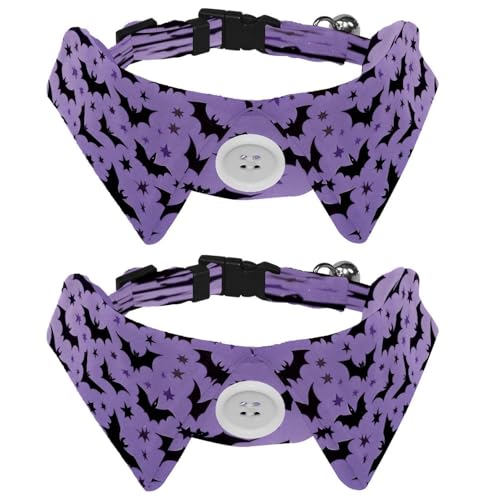 Verstellbare Fliege für Hunde und Katzen, Halloween-Fledermaus, bequem, langlebig, mit Glöckchen, für kleine Hunde, Katzen, Kätzchen, Welpen, 2 Stück von Luoweisi