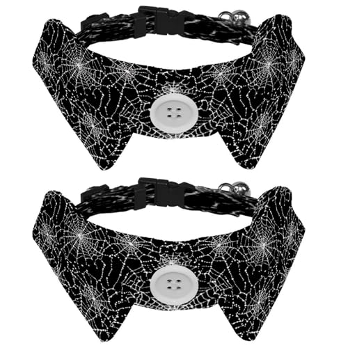 Verstellbare Fliege für Hunde und Katzen, Halloween-Spinnennetze, bequem, langlebig, mit Glöckchen, für kleine Hunde, Katzen, Kätzchen, Welpen, 2 Stück von Luoweisi