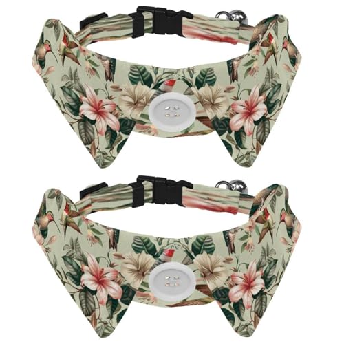 Verstellbare Fliege für Hunde und Katzen, Kolibri, Blumenmuster, bequem, langlebig, mit Glöckchen, für kleine Hunde, Katzen, Kätzchen, Welpen, 2 Stück Verstellbare Fliege für Hunde und Katzen, Kolibri, Blumenmuster, bequem, langlebig, mit Glöckchen, für kleine Hunde, Katzen, Kätzchen, Welpen, 2 Stück von Luoweisi