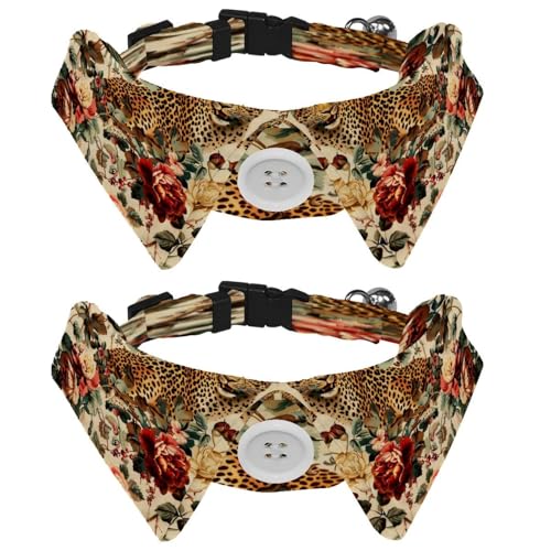 Verstellbare Fliege für Hunde und Katzen, Leopardenmuster, Vintage, bequem, langlebig, mit Glöckchen, für kleine Hunde, Katzen, Kätzchen, Welpen, 2 Stück Verstellbare Fliege für Hunde und Katzen, Leopardenmuster, Vintage, bequem, langlebig, mit Glöckchen, für kleine Hunde, Katzen, Kätzchen, Welpen, 2 Stück von Luoweisi