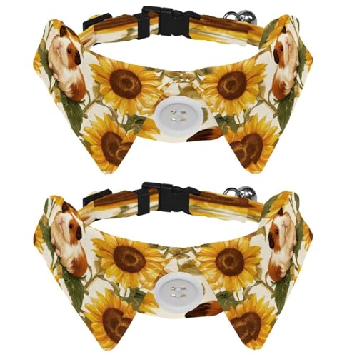 Verstellbare Fliege für Hunde und Katzen, Meerschweinchen, Sonnenblume, bequem, langlebig, mit Glöckchen, für kleine Hunde, Katzen, Kätzchen, Welpen, 2 Stück von Luoweisi